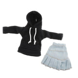 Maxbell BJD Dolls Hoodie and Jeans Skirt for 1/6 Blythe Doll Dress Up Outfits Accs
