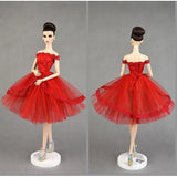 Maxbell BJD Dolls Strapless Dress for 1/6 Blythe Doll Dress Up Outfits Accs Red