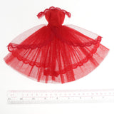 Maxbell BJD Dolls Strapless Dress for 1/6 Blythe Doll Dress Up Outfits Accs Red
