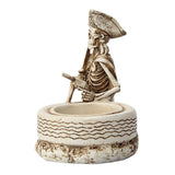 Maxbell Creative Pirate Skull Ashtray Home Store Halloween Statue Resin Sculptures