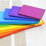 Maxbell 11PCS Handmade Wooden Rainbow Building Blocks Boards Toddler Montessori Toy