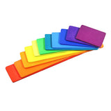 Maxbell 11PCS Handmade Wooden Rainbow Building Blocks Boards Toddler Montessori Toy
