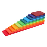 Maxbell 11PCS Handmade Wooden Rainbow Building Blocks Boards Toddler Montessori Toy