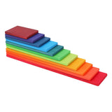 Maxbell 11PCS Handmade Wooden Rainbow Building Blocks Boards Toddler Montessori Toy