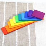 Maxbell 11PCS Handmade Wooden Rainbow Building Blocks Boards Toddler Montessori Toy