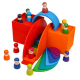 Maxbell 11PCS Handmade Wooden Rainbow Building Blocks Boards Toddler Montessori Toy