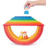 Maxbell 11PCS Handmade Wooden Rainbow Building Blocks Boards Toddler Montessori Toy