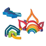 Maxbell Wooden Rainbow Building Blocks Stacking Kids Hand-Eye Puzzle Educational Toy