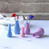 Maxbell 5pcs 1/12 Dollhouse Miniature Porcelain Vases Photography props Mini Vase