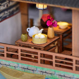 Maxbell 1/24 DIY Miniature Dollhouse Kits Chinese Inn with Furniture LED Lights Set