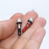 Maxbell 1/12 Dollhouse Mini Plastix Microphone with Stand Models Toy Decoration