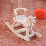 Maxbell 1/12 Dollhouse Miniature Unpainted Wooden Rocking Horse Model Toys Accessory