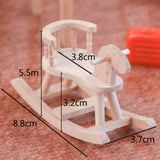 Maxbell 1/12 Dollhouse Miniature Unpainted Wooden Rocking Horse Model Toys Accessory