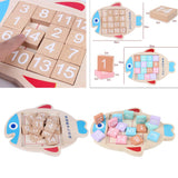 Maxbell Wooden Fish Plate Digital Nine Palace Grid Brain Teaser Kids Toy Wood