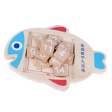 Maxbell Wooden Fish Plate Digital Nine Palace Grid Brain Teaser Kids Toy Wood