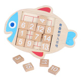 Maxbell Wooden Fish Plate Digital Nine Palace Grid Brain Teaser Kids Toy Wood