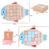 Maxbell Wooden Fish Plate Digital Nine Palace Grid Brain Teaser Kids Toy Multicolor