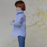Maxbell 1/6 BJD Doll Casual Blue Striped Shirt Clothes Outfits DIY Dressup Accessory