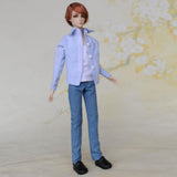 Maxbell 1/6 BJD Doll Casual Blue Striped Shirt Clothes Outfits DIY Dressup Accessory
