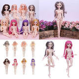 Maxbell 36cm Ball Jointed Girl Doll Nude Body DIY Parts White Skin With Hair B-1