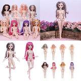 Maxbell 36cm Ball Jointed Girl Doll Nude Body DIY Parts White Skin With Hair B-1