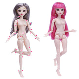 Maxbell 36cm Ball Jointed Girl Doll Nude Body DIY Parts White Skin With Hair B-1