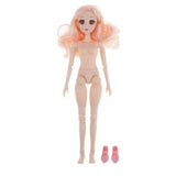 Maxbell 36cm Ball Jointed Girl Doll Nude Body DIY Parts White Skin With Hair B-2