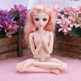 Maxbell 36cm Ball Jointed Girl Doll Nude Body DIY Parts White Skin With Hair B-2