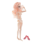 Maxbell 36cm Ball Jointed Girl Doll Nude Body DIY Parts White Skin With Hair B-3