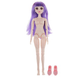 Maxbell 36cm Ball Jointed Girl Doll Nude Body DIY Parts White Skin With Hair B-4