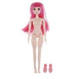 Maxbell 36cm Ball Jointed Girl Doll Nude Body DIY Parts White Skin With Hair B-5