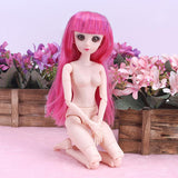 Maxbell 36cm Ball Jointed Girl Doll Nude Body DIY Parts White Skin With Hair B-5