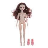 Maxbell 36cm Ball Jointed Girl Doll Nude Body DIY Parts White Skin With Hair B-6