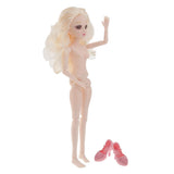 Maxbell 36cm Ball Jointed Girl Doll Nude Body DIY Parts White Skin With Hair B-7