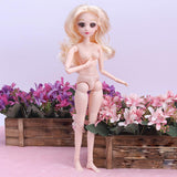 Maxbell 36cm Ball Jointed Girl Doll Nude Body DIY Parts White Skin With Hair B-7