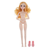 Maxbell 36cm Ball Jointed Girl Doll Nude Body DIY Parts White Skin With Hair B-8