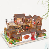Maxbell Creative Dollhouse Furniture Chinese Style Cottage DIY Kids with Light