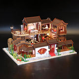 Maxbell Creative Dollhouse Furniture Chinese Style Cottage DIY Kids with Light