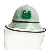 Baby Double Protection Hat with Face Cover Dustproof Anti-Spitting green-S