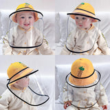 Baby Double Protection Hat with Face Cover Dustproof Anti-Spitting yellow-S