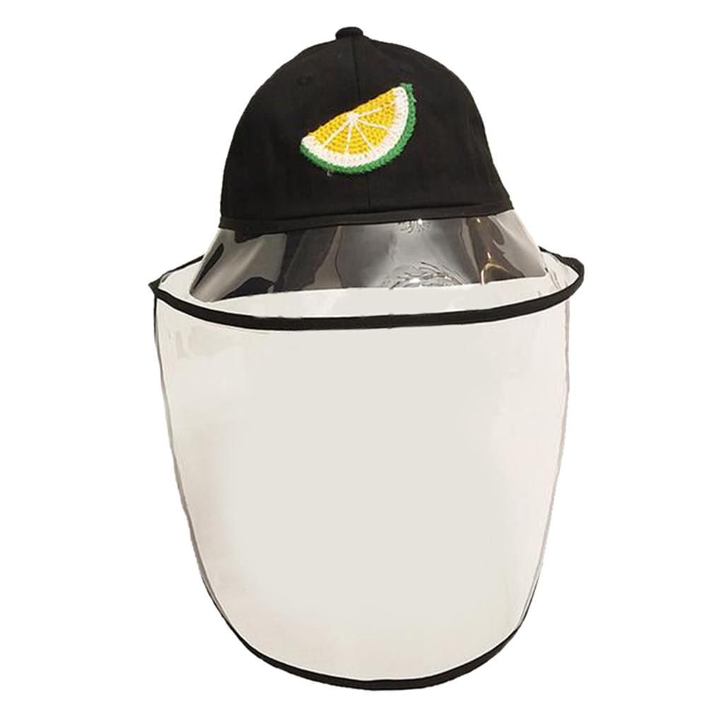 Baby Double Protection Hat with Face Cover Dustproof Anti-Spitting black-L