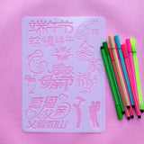 Maxbell 12pcs/Set Drawing Hollow Ruler DIY Painting Template Scrapbooking Stencils