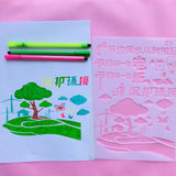 Maxbell 12pcs/Set Drawing Hollow Ruler DIY Painting Template Scrapbooking Stencils