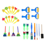 Maxbell Kids Art Drawing Brushes Sponge Painting Brush Tool Set Finger Paints Toy
