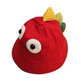 100% Cotton Summer Travel Bucket Beach Sun Hat for Kids Girls Boys Red