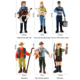 Maxbell 16x Realistic PVC People Figurines Farmer with Animal Model Kids Educational