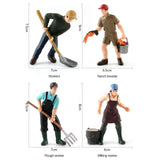 Maxbell 16x Realistic PVC People Figurines Farmer with Animal Model Kids Educational