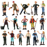 Maxbell 16x Realistic PVC People Figurines Farmer with Animal Model Kids Educational