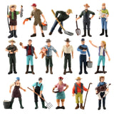 Maxbell 16x Realistic PVC People Figurines Farmer with Animal Model Kids Educational