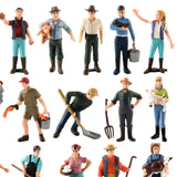 Maxbell 16x Realistic PVC People Figurines Farmer with Animal Model Kids Educational